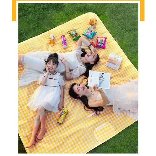 Large Foldable Waterproof Picnic Blanket with Checkered Pattern, Easy Clean Beach and Park Mat 1