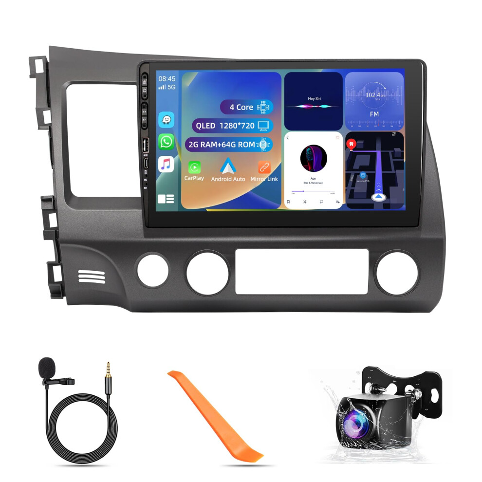 10.1' Android 13 Car Stereo For Honda Civic 2006Â2011, Wireless Carplay, Gps, Dsp, Swc, DualâBand Wifi 9330225407942