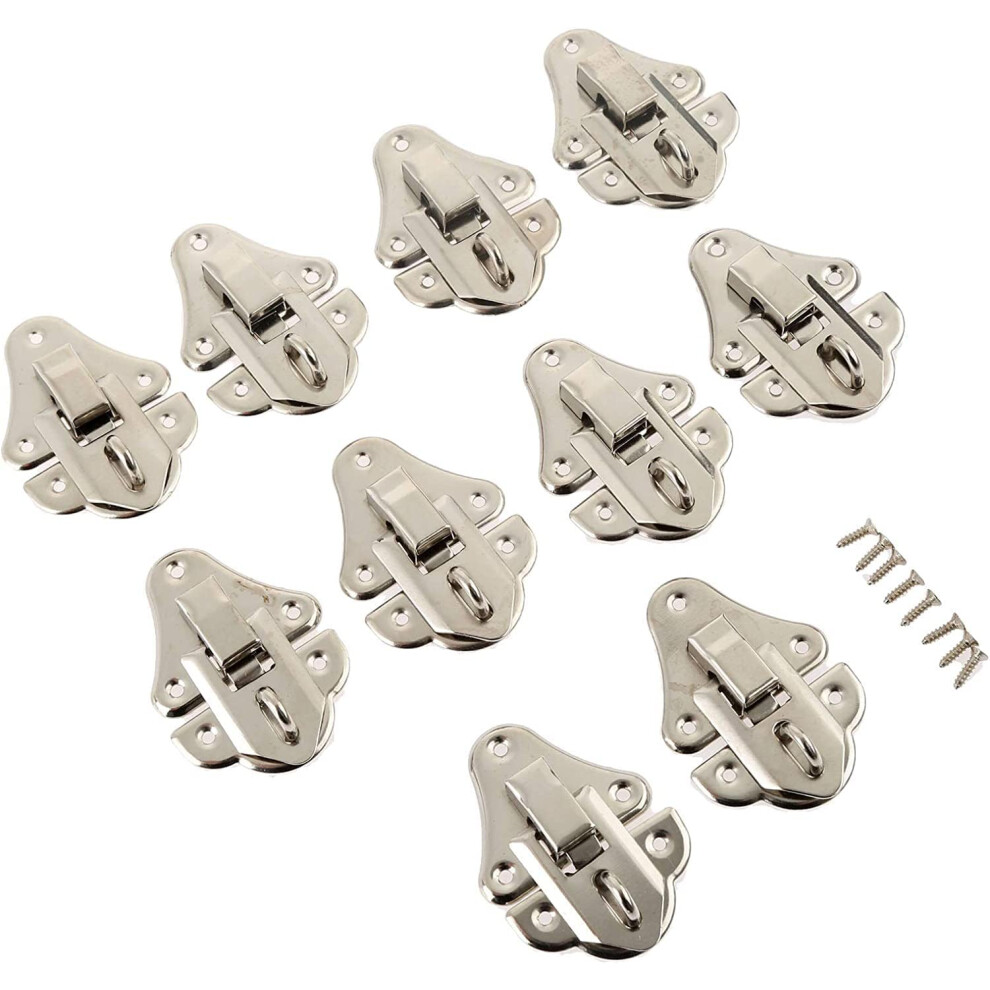 Antique Box Lock Latch Set 10Pcs Silver, Durable Iron Deadbolt For Wooden Jewelry Boxes Secure Closure 9351714556040