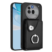 (For Nothing Phone 3a Pro, Black) Organ Card Bag Ring Holder Phone Case