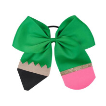 Hair Ties for Girls with Playful Pencil Bow, Handmade Ponytail Holder for Kids Back to School (D, One Size)