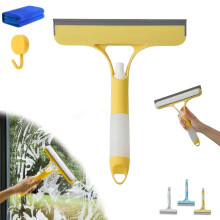 3 in 1 Window Cleaning Squeegee with Builtin Spray, Streak Glass Cleaner Tool for Shower and Car (Yellow)