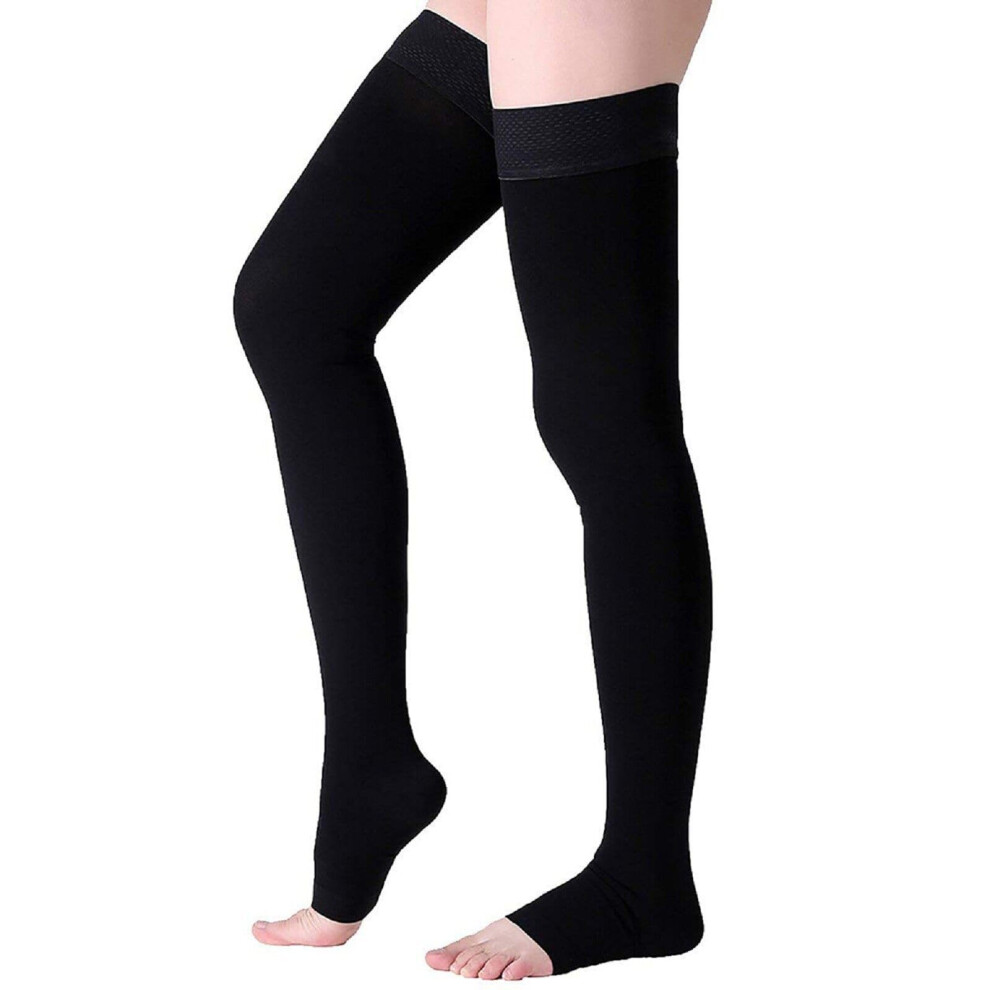 Black Thigh Compression Stockings 2332Mmhg Graduated Support Socks For Varicose Veins Pregnancy Travel