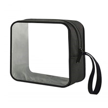 1Pc Waterproof Black Cosmetics Bag Large Makeup Pouch Durable Zipper