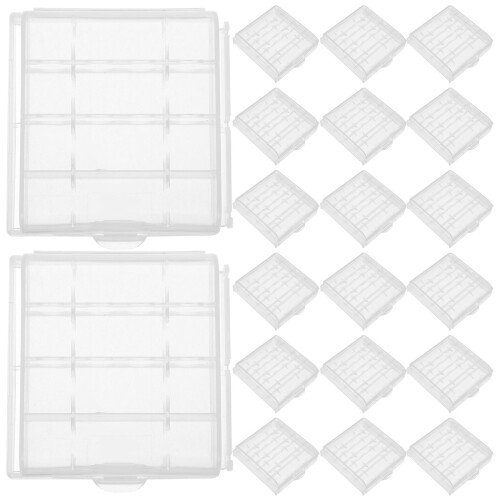 20Pcs Transparent Plastic Battery Organizer Case for Aa Aaa Storage