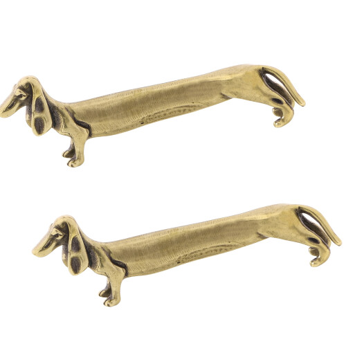 Antique Solid Brasses Dachshund Sculpture Handcrafted-2pcs