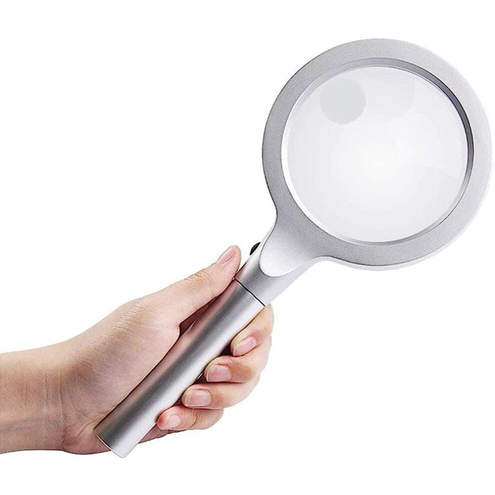 Handheld Magnifying Glass 10X 20X with Definition Optics, Ergonomic Grip for Reading and Crafts