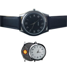 Men's USB Rechargeable Windproof Flameless Watch Lighter with Hidden Sliding Ignition Black Gift