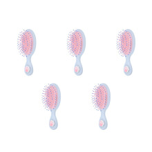 5Pcs Blue ABS Hair Brush for Girls Soft Bristles Portable Travel