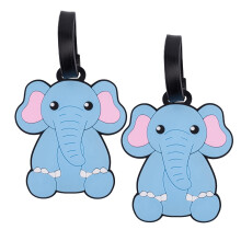 2 Pack Cute Elephant Luggage Tags for Suitcases Women, Durable PVC Baggage ID Labels for Quick Identification