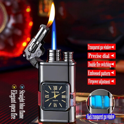 Butane Torch Lighter, Dual Flame, Windproof Jet Lighter, Refillable, Adjustable Flame, Gold2 1