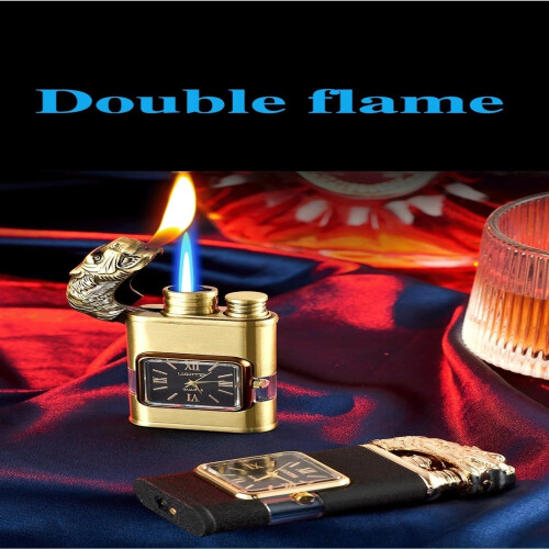 Butane Torch Lighter, Dual Flame, Windproof Jet Lighter, Refillable, Adjustable Flame, Gold2 2