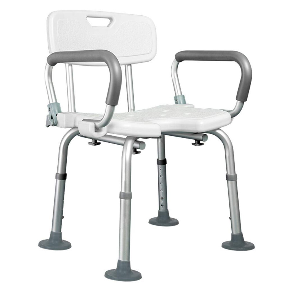 Shower Chair with Back and Arms  NonSlip Height Adjustable Shower Stool for Elderly, 1 Pack