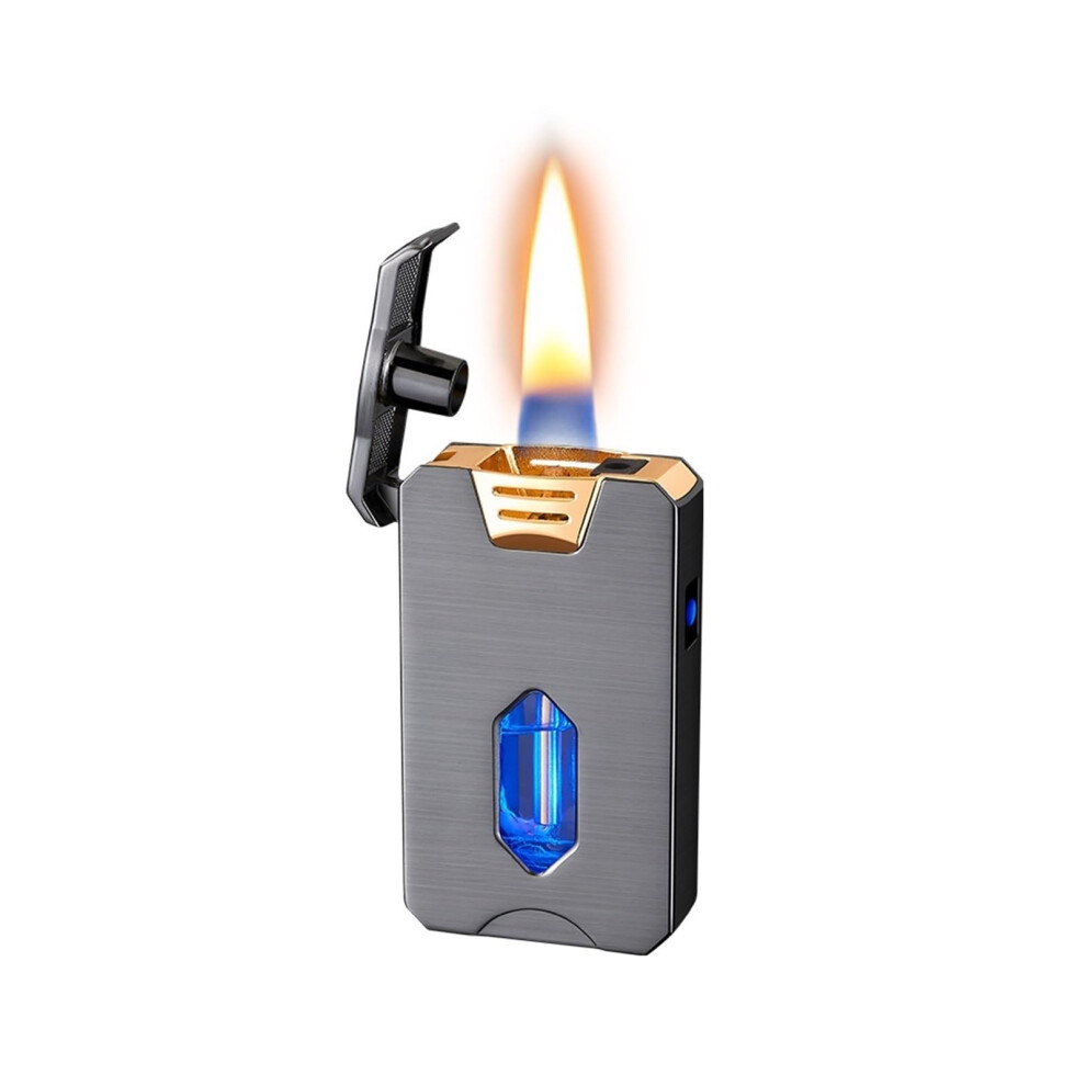 Black 2025 Smart Voicecontrolled Metal Kerosene Lighter With Smart Voice Ignition, Retro Flip Design And Visible Fuel Window,