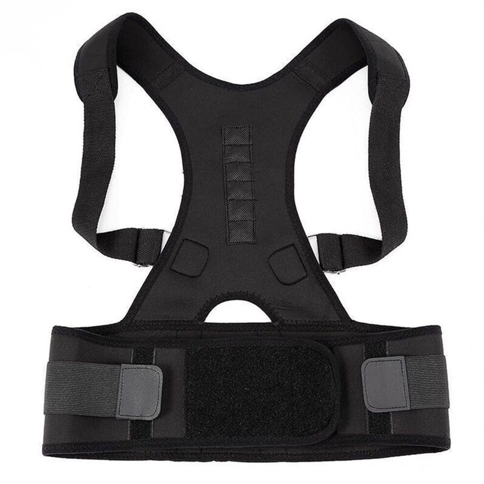 Black Adjustable Back Support Posture Corrector For Men And Women, Breathable Neoprene Brace S