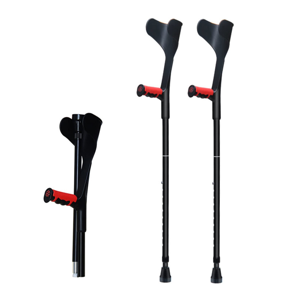 Blue/Pink/Black Adjustable Folding Forearm Crutches Pair, Aluminum Open Cuff, For 150196 Cm,