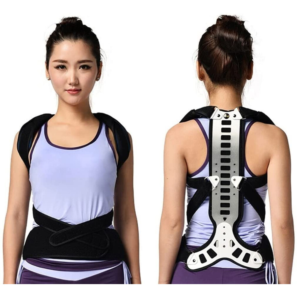 Posture Corrector Adjustable Metal Back Brace for Spinal Alignment and Pain Relief, Medium Size