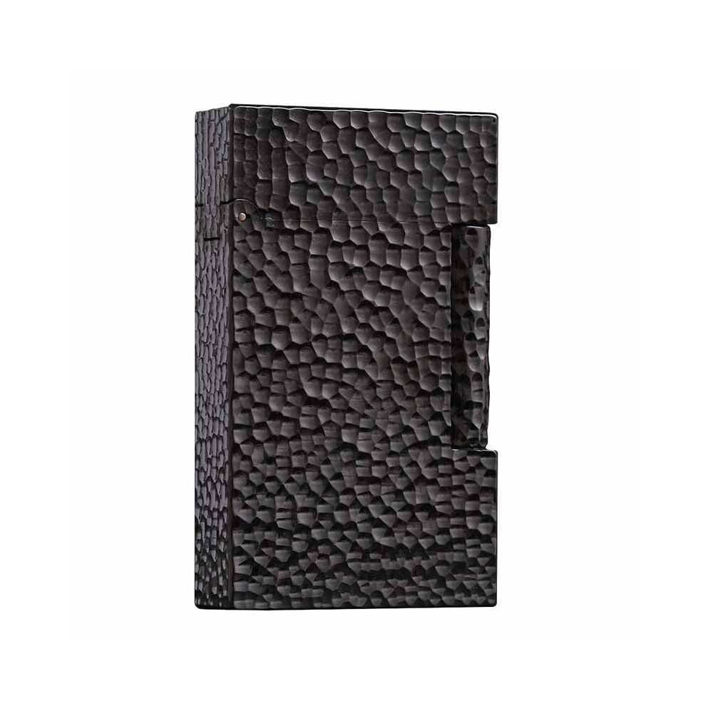 Black Vintage Brass Refillable Butane Lighter, Sideslide Ignition, Hammered And Carved Design,