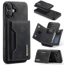 (For iPhone 17, Black) DG.MING M2 Series 3-Fold Card Bag Wallet Leather Phone Case