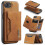 (For iPhone 16e, Brown) DG.MING M2 Series 3-Fold Card Bag Wallet Leather Phone Case 1