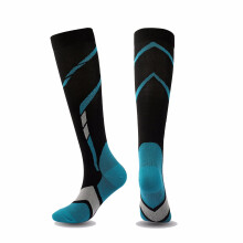 Knee Compression Socks Closed Toe Opaque for Edema and Pregnancy Relief L/XL Black and Blue