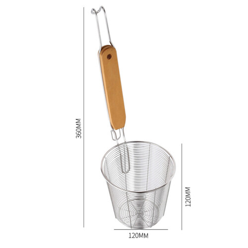 Scolapasta Pasta in Acciaio Resistente Con Manico in Legno 1