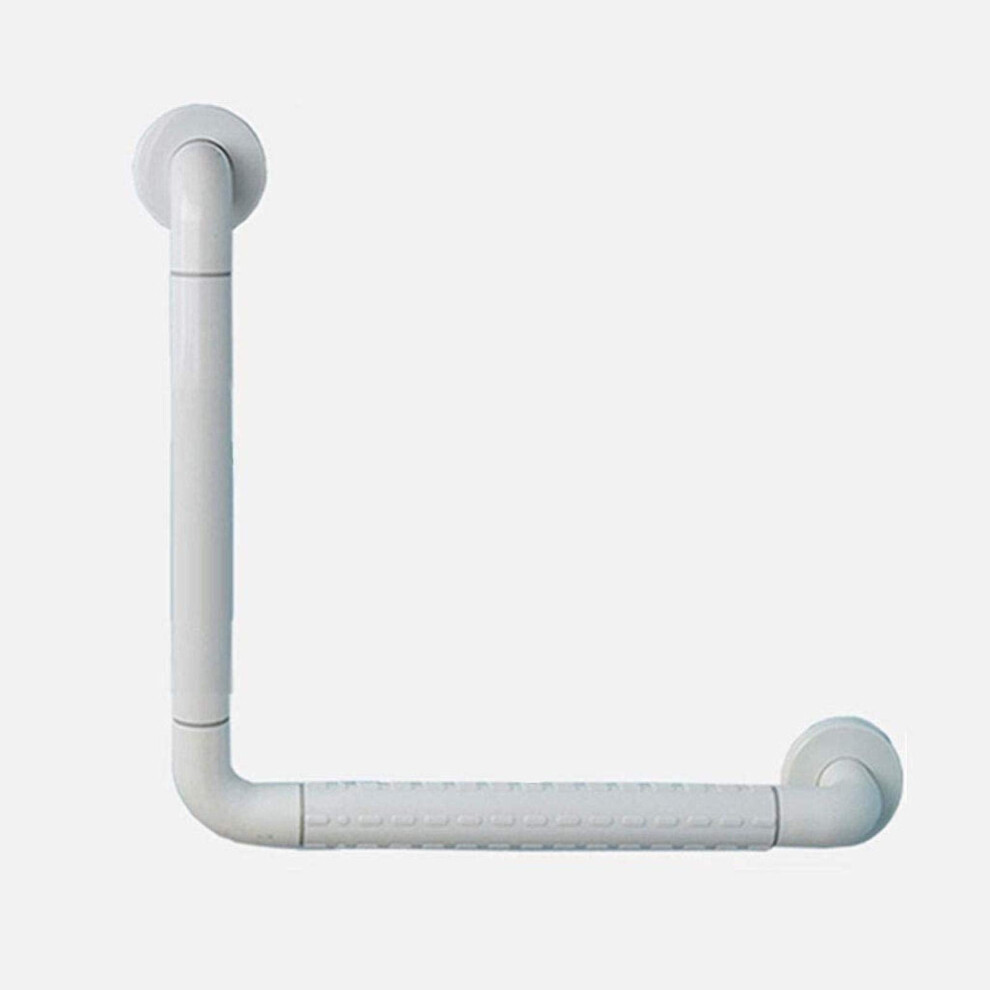 White Lshaped Bathroom Grab Bar 50Cm X 70Cm Wall Mounted Antislip Shower Safety Handrail For Elderly