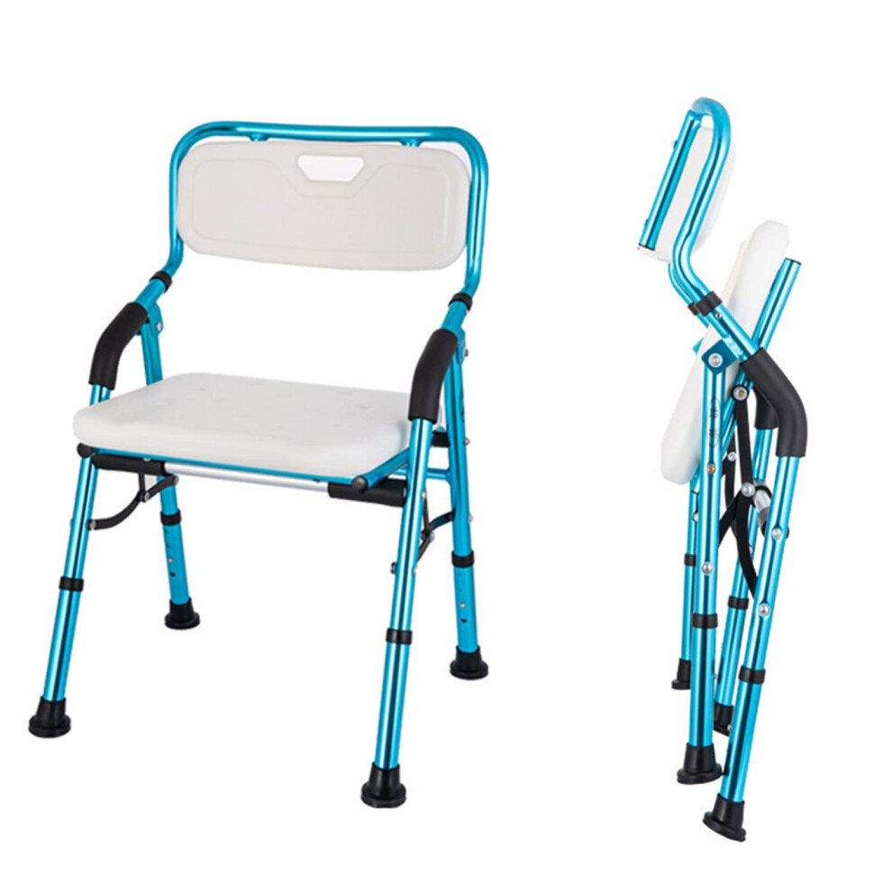 Foldable Non Slip Bath Chair for Elderly with Adjustable Height and Suction Cup Base 150kg Capacity