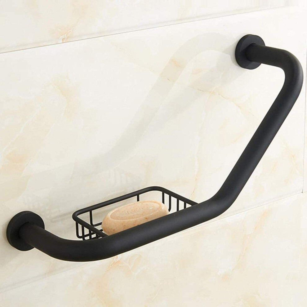 Brass Bathroom Grab Bar with Soap Dish and Towel Holder, NonSlip Safety Support Handrail for Shower and Toilet