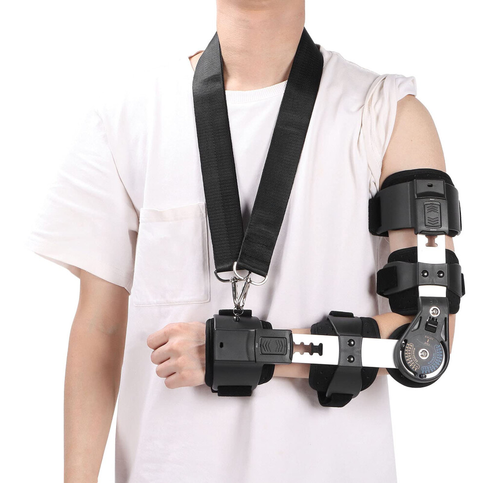 Elbow Support Brace Adjustable Angle Stabilizing Fit with Sling for Injury Recovery (Left Hand)