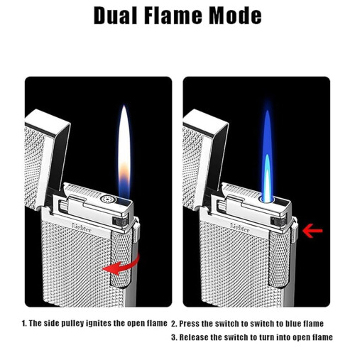 Windproof Butane Torch Lighter, Dual Flame Refillable Adjustable Flame for Candles and Camping (D) 1
