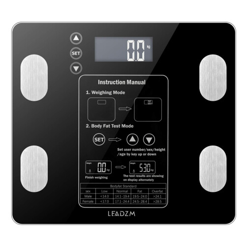 Digital Body Weight Scale with Bluetooth BMI Analyzer, 400lb Smart Bathroom Scale for Home Use, Black