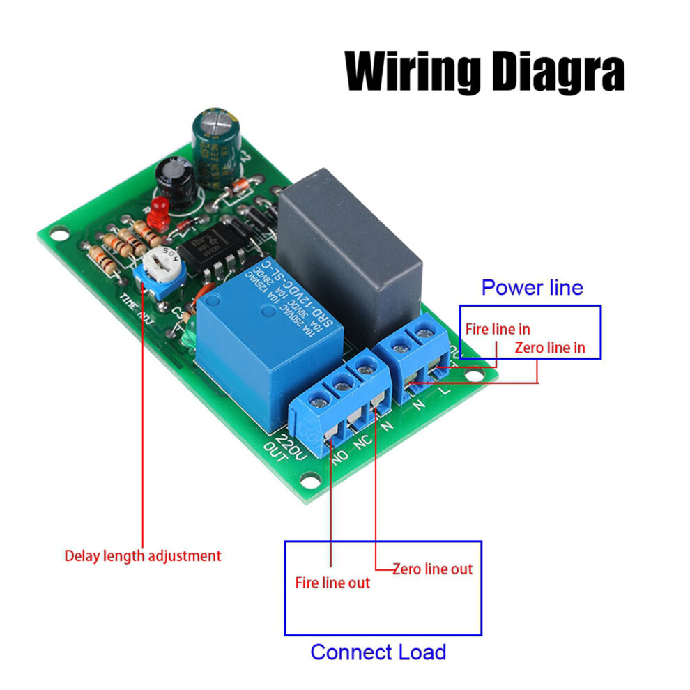 Timer Relay Board 220V Fr-4 10A 7X4x2cm Delay 7901393725019