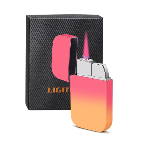 Butane Torch Lighter Orange Windproof Refillable Adjustable Flame Pink Flame Durable Zinc Alloy