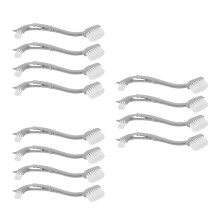12Pcs Dual Head Bird Cage Cleaner Brush ABS Nylon Grey for Pet Cages