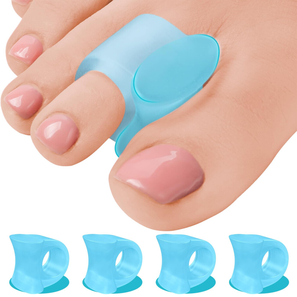 Blue Toe Separators And Bunion Corrector 4 Pack Â Gel Toe Spacers For Overlapping Toes, Bunion Relief,
