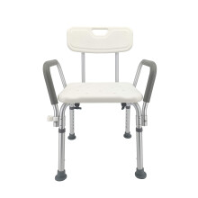Adjustable Height Shower Chair for Elderly with Back and Padded Armrests, NonSlip Stable Aluminum Bath Seat