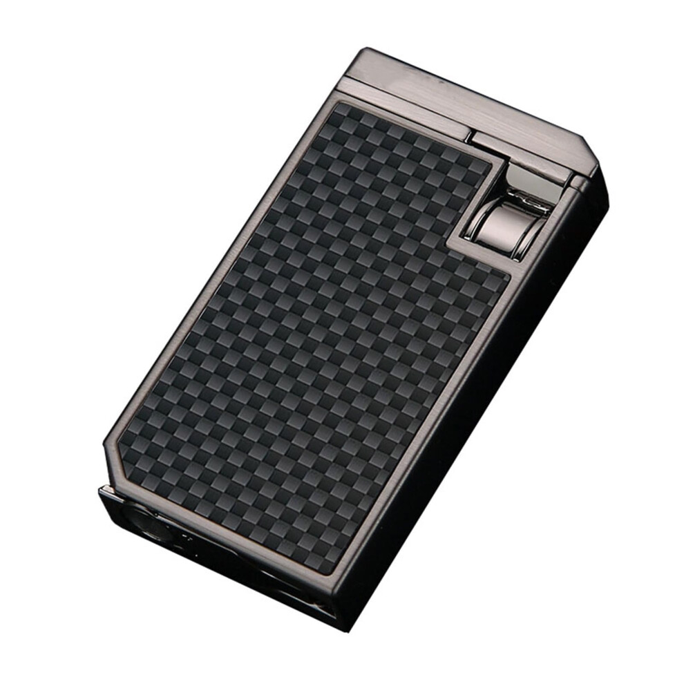Blue Butane Torch Lighter, Windproof Dual Jet, Refillable With Fuel Window, For Cigars Bbq (B)