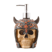 Viking Skull Soap Dispenser 300ml Refillable Liquid Hand Soap Bottle with Silver Pump for Bathroom Kitchen Decor