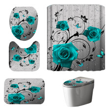 Valentine Bathroom Set with NonSlip Rug and Toilet Lid Cover, Romantic Bathroom Decor, Quick Dry Comfort