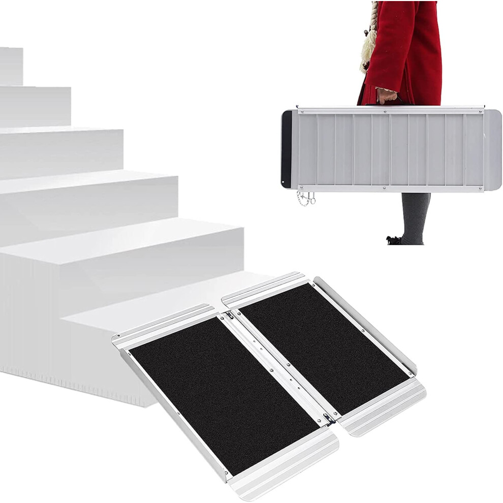 Wheelchair Ramp, Aluminum Threshold Ramp Portable and Foldable, NonSlip for Doorways and Curbs