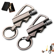 Reusable Keychain Lighter Set Waterproof Windproof Fire Starter with Bottle Opener for Camping (A‑2PCS)