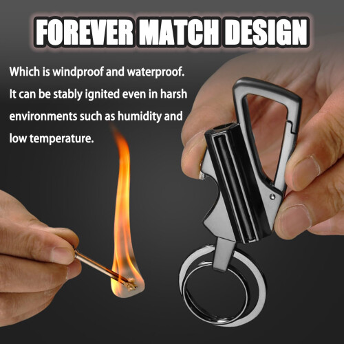 Reusable Keychain Lighter Set Waterproof Windproof Fire Starter with Bottle Opener for Camping (A‑2PCS) 1