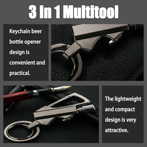 Reusable Keychain Lighter Set Waterproof Windproof Fire Starter with Bottle Opener for Camping (A‑2PCS) 2