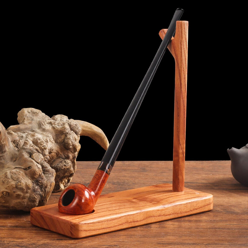Wooden Pipe Stand for One Tobacco Pipe, Stable SpaceSaving Display Rack, Durable Solid Build
