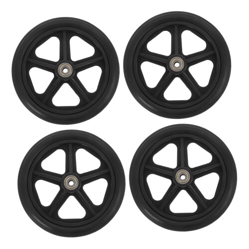 4 Pack Wheelchair Caster Wheels Black Front Replacement ShockAbsorbing NonSlip Easy Install