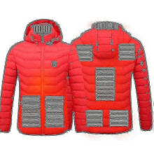 (2XL, Red) Heated Jacket, Winter Outdoor Warm Electric Heating Coat, 8 Heating Zones
