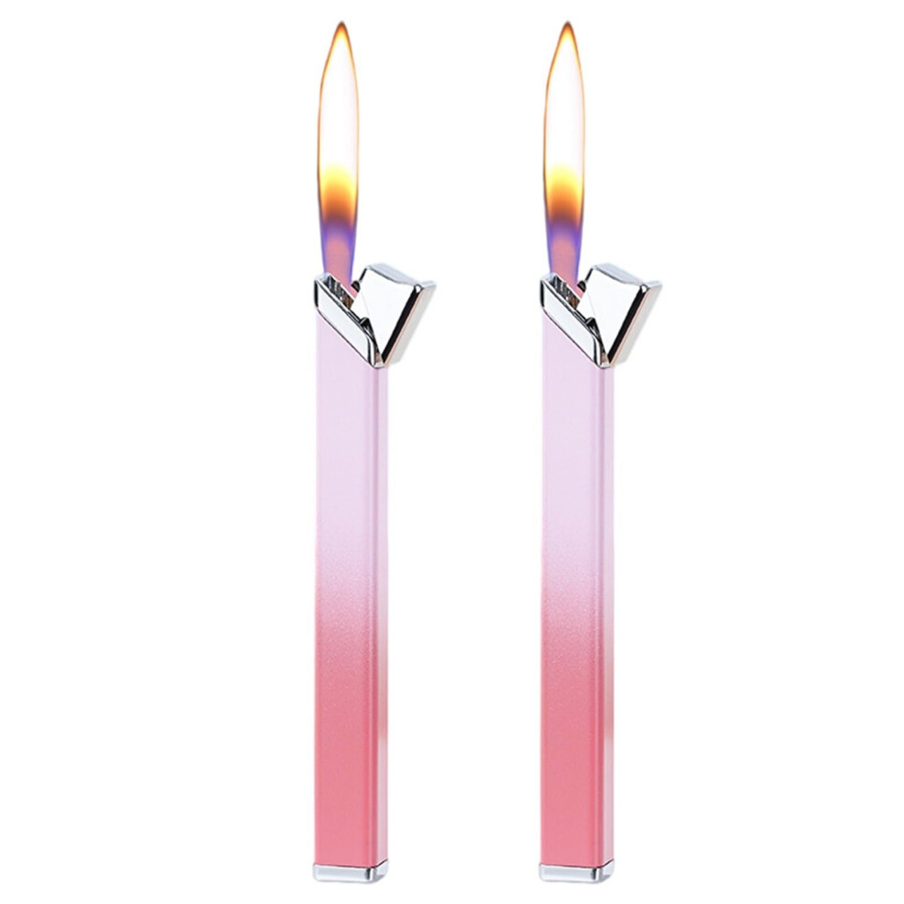 2Pack Refillable Butane Lighter with Adjustable Flame Control, Long Soft Flame for Candles and Gifts