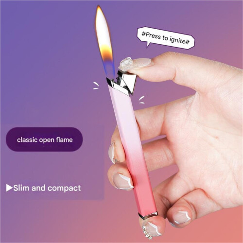 2Pack Refillable Butane Lighter with Adjustable Flame Control, Long Soft Flame for Candles and Gifts 2
