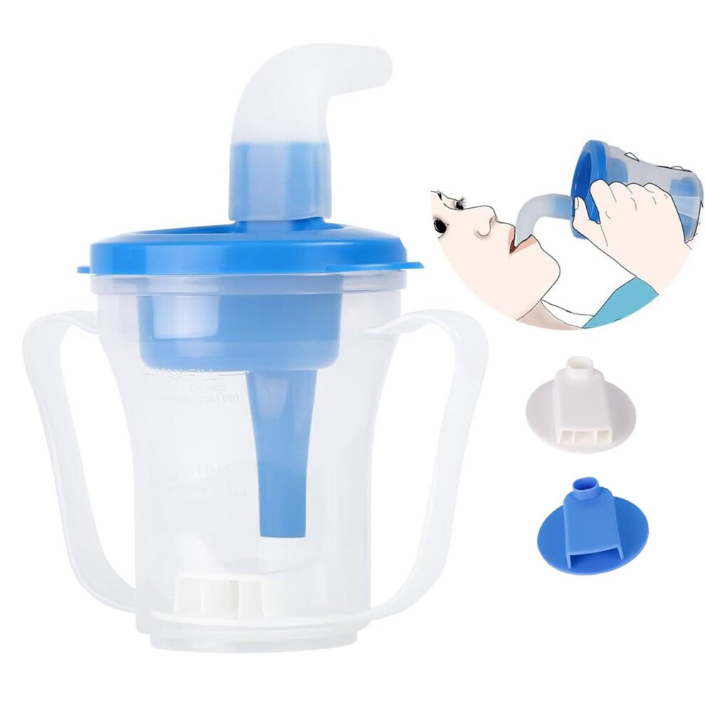Dysphagia Cup for Elderly, Spill Proof Cup with Straw, 5cc or 10cc Sips, No Thickener Needed